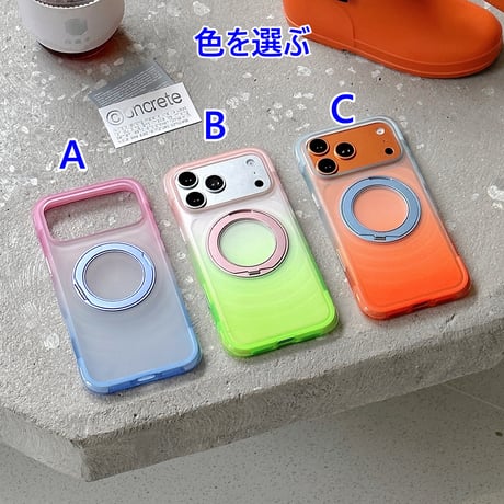 真空エアバッグ構造耐衝撃 iPhone18ProMax/18Proケース 360°回転スタンド MagSafe対応 iPhone17ProMax 16Proグラデーション 指紋防止[M6729]