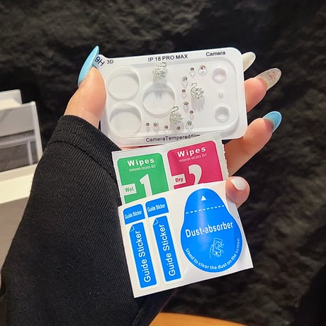 ダイヤデコスワーン iPhone18Pro/18ProMax ラインストーン キラキラ カメラ保護カバー iPhone17ProMax/17Pro  大人可愛い 華やか[M6776]
