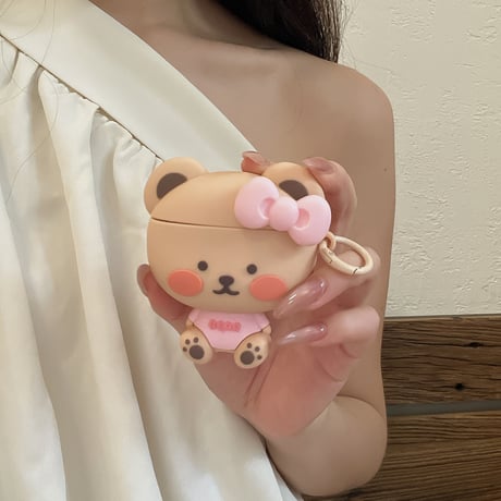 キュート熊さん Airpods Pro3ケース 充電口保護 Airpods 4/3カバー  AirpodsPro2/1  丈夫 プレゼントにおすすめ [M6647]
