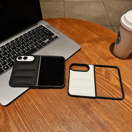 iPhone Duo専用ケース パッファーデザイン プレミアムスマホケース | ダウンジャケット風 ぷっくり質感 モノトーン トレンド  [M6811]