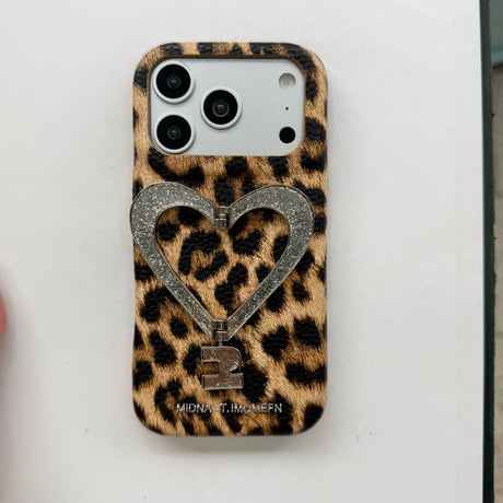 キラキラハートリングスタンド iPhone17Pro/17ケース レザー製 iPhone16Pro/15ProMax/14カバー  高級感高品質 [M6599]