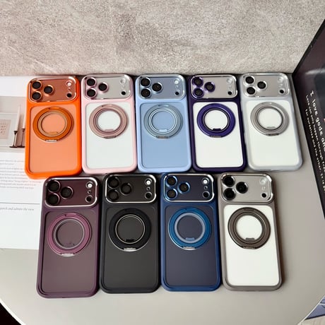 高機能高品質 iPhone18pro/18promaxケース MagSafeリングスタンド iPhone17Pro/16/15シリーズカバー 耐衝撃 レンズカバー付[M5751]