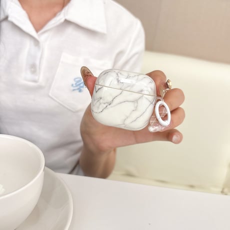 高級大理石風 AirPodsPro3/Pro2ケース キズ防止 耐衝撃  AirPods4/3ケースカラビナ付きおしゃれ [M6709]