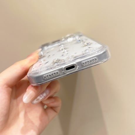 蝶デコ iPhone17/17Proケース ダイヤデコ iPhone16/15Pro/14カバー クリアケース きれい 可愛い[M6654]