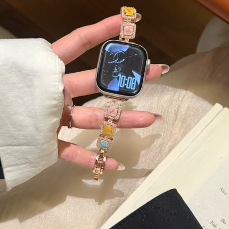 宝石 AppleWatchバンド ダイヤ メタル AppleWatchベルト Series 11/10/9/8 SE3/2  Ultra3/2/1 高級感高品質 上品[M6561]