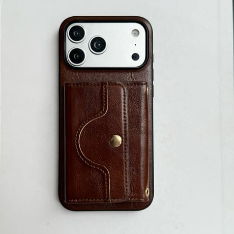 ミラーとカード入れ付 iPhone17pro/17ケース 革製 ショルダーストラップ付 iPhone16ProMax/15/14カバー 耐衝撃 多機能[M6580]