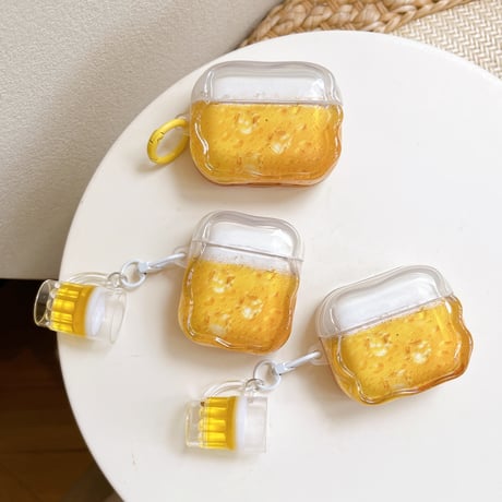 ビール Airpods Pro3ケース ビールカップキーホルダー Airpods4/3カバー pro2/pro1 うねうね 面白い[M6640]