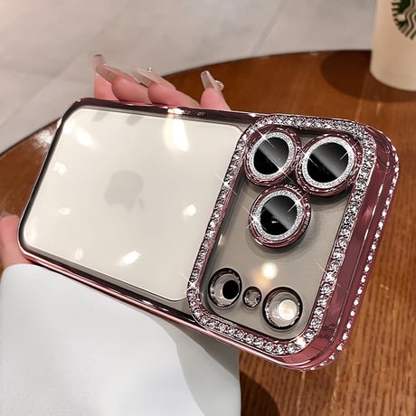 【iPhone18Pro対応】ジュエリーデコ iPhone17/16Pro/14/15proケース  キラキラ オシャレ綺麗アイフォン13/12proカバー  カメラレンズフィルム付き [M1537]