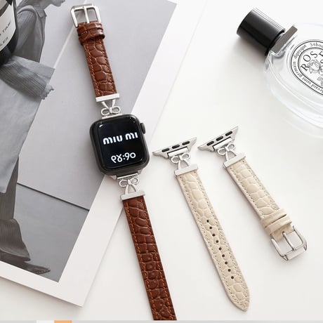 リボンとレザー  AppleWatchバンド 高級感高品質 AppleWatchベルト Series 11/10/9/8 SE3/2  Ultra3/2/1 エレガント [M6694]