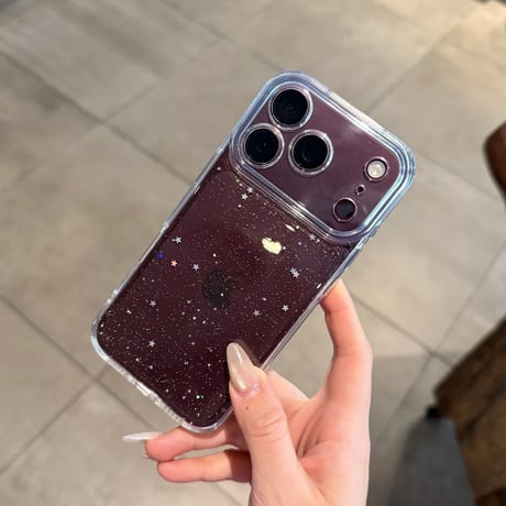 iPhone18Pro/17Proケース キラキラ星ラメ iPhone17/16/15ProMaxケース 透明感 ソフト 使いやすい[M5883]