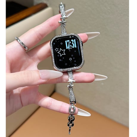 ダイヤと星 AppleWatchバンド おしゃれ AppleWatchベルト Series 11/10/9/8 SE3/2  Ultra3/2/1 高級感キラキラ感[M6679]