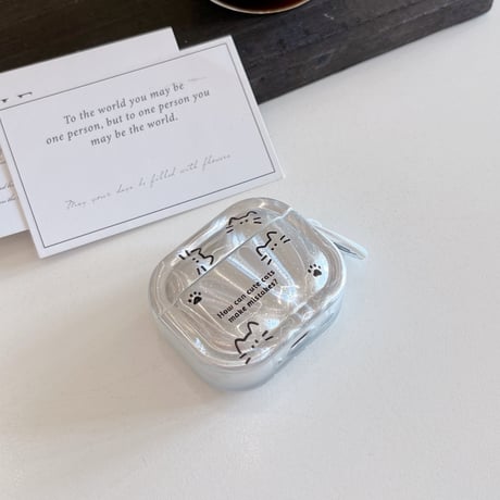 Airpods 5ケース オーロラ 猫柄 Airpodspro3/2/カバー 大人可愛い Airpods4/3  カラビナ付き かわいい[M6844]