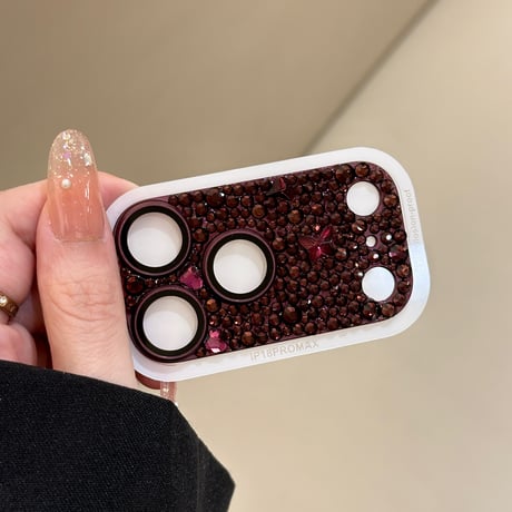 キラキラビジュー カメラレンズカバー iPhone18Pro/18ProMax カメラ保護カバー iPhone17ProMax/17Pro 金属製 ラインストーン 耐衝撃 [M6879]