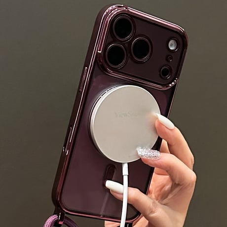 ショルダー ストラップ付き iPhone18Pro/18ProMax MagSafe対応 メタリック iPhone17/16/15カバー カメラ保護 高級感[M6825]
