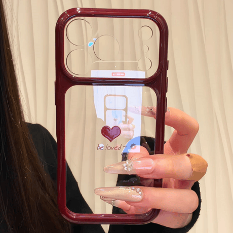 ハート柄 iPhone18Pro/18ProMaxケース 高透明感 カメラカバー iPhone17/16ProMaxカバー 大人かわいい クリア[M6840]
