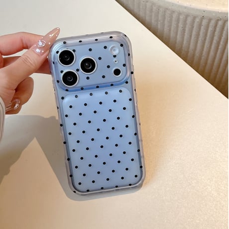 水玉ドット柄 iPhone18Pro/18proMaxケース カメラ保護 iPhone17Pro/16/15カバー バーガンディ／グレーシャー 大人かわいい [M6783]