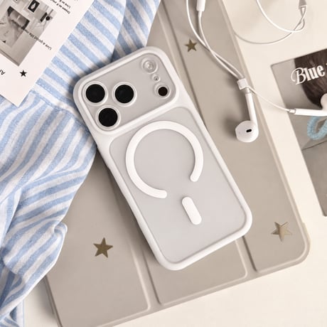 2in1着脱式レンズカバー付き iPhone18Pro/18ProMaxケース MagSafe対応 ソフトバンパー×ハード背面 半透明 プレミアムマット質感 [M6764]