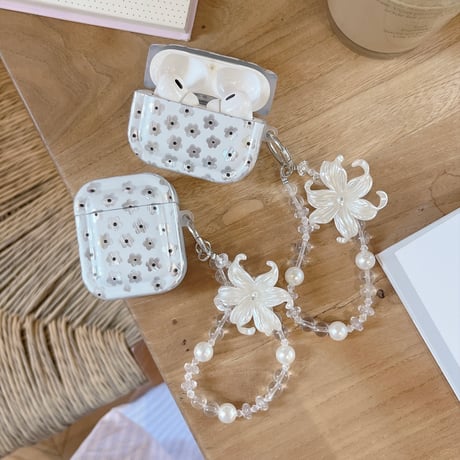 花柄 AirpodsPro3ケース 花ストラップ Airpods4/3カバー AirpodsPro第2/1世代 艶感 オシャレ[M6652]