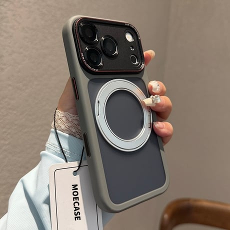 iPhone18ProMax/18Proケース 360°回転スタンド 指紋防止 iPhone17ProMax マグセーフ対応 AIボタン・耐衝撃・カメラ保護[M6708]