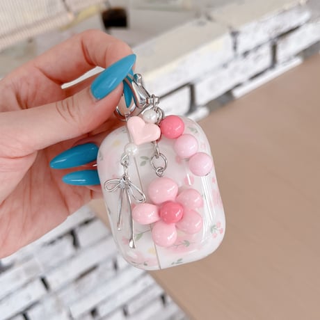 草花柄 Airpods Pro3ケース 花キーホルダー Airpods 4/3カバーケース AirpodsPro2/1  かわいい モテアイテム [M6578]