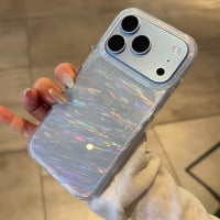 iPhone18Pro/17ケース セージ/ラベンダーに合う シェル風 キラキラ感 iPhone17Pro/16/15カバー 光る お洒落 グラデーションカラー [M6039]