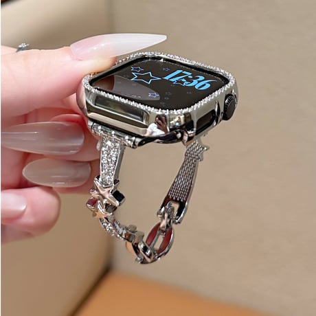 ダイヤと星 AppleWatchバンド おしゃれ AppleWatchベルト Series 11/10/9/8 SE3/2  Ultra3/2/1 高級感キラキラ感[M6679]