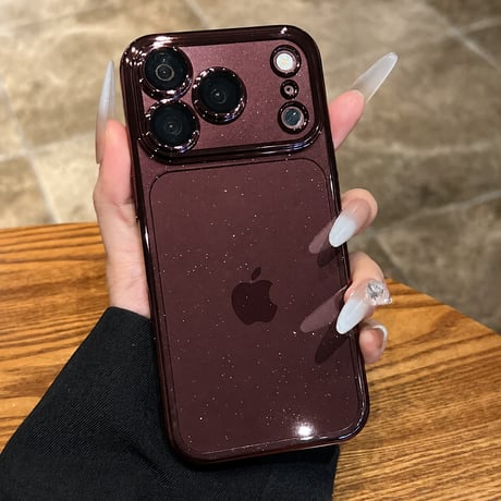 キラキラ iPhone18pro/17promaxケース きらめくラメ入り 透明アイフォン16/15pro/13/12カバー メッキ カメラ保護 軽量丈夫[M3564]