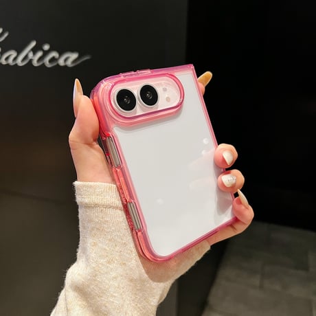 iPhone Duoケース 黄ばみにくい 高透明 カラーフレーム クリアケース 薄型軽量 着脱簡単[M6831]
