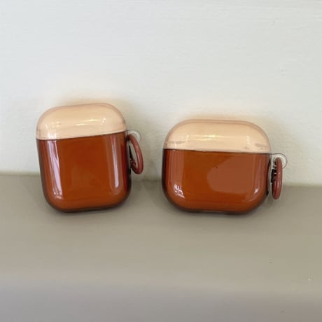ブラウンクリア Airpods Pro3ケース カフェカップチャーム Airpods4/3カバー pro2/pro1 艶感 カラビナ[M6736]
