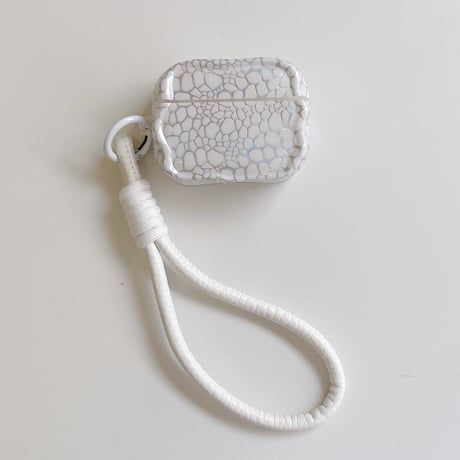 ワニ柄 AirpodsPro3ケース キラキラ感 Airpods4/3カバー AirpodsPro第2/1世代 ストラップ付き アニマル柄[M6616]
