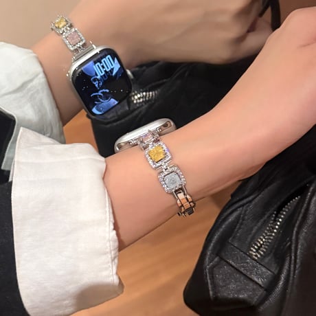宝石 AppleWatchバンド ダイヤ メタル AppleWatchベルト Series 11/10/9/8 SE3/2  Ultra3/2/1 高級感高品質 上品[M6561]