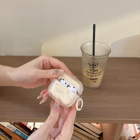 ベージュ色 Airpods Pro3ケース リボン 星柄 Airpods 4/3カバー  かわいい  淡色系 女子力アップ [M6700]