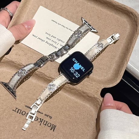 ダイヤ四つ葉のクローバー AppleWatchバンド 美しい AppleWatchベルト Series 11/10/9/8 SE3/2  Ultra3/2/1 輝き 高級感たっぷり[M6590]