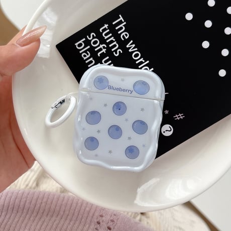ブルーベリー Airpods Pro3ケース 美味しそう Airpods4/3カバー pro2/pro1 うねうね リング/キーホルダー[M6568]