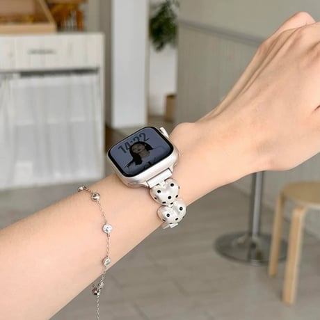 韓国っぽ AppleWatchバンド 水玉模様ハート AppleWatchベルト Series 11/10/9/8 SE3/2  Ultra3/2/1 高品質 かわいい トレンド感[M6648]