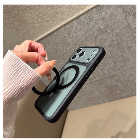 指紋防止黄ばまない iPhone17ProMax/17ケース MagSafe対応 360度回転リングスタンド iPhone17Pro/Airカバー 耐衝撃 高品質 [M6571]