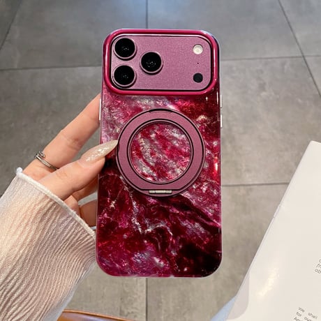 マーブル柄 iPhone18Pro/18ProMaxケース グラデーションカラー マグネットリングスタンド iPhone17/16proケース 便利グッズ [M6896]