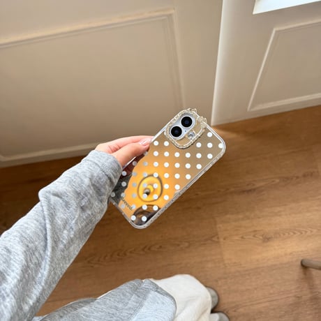 耳付きミラー iPhone17pro/17ケース 水玉模様 iPhone16/15promaxケース かわいい 多機能便利[M6555]