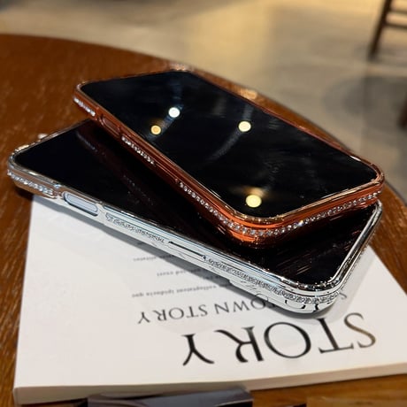 ハートミラースタンド付 iPhone17/17Proケース ジュエリーライン iPhone16/15Proケース 綺麗 オシャレ 人気品[M6593]