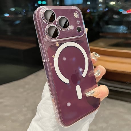 MagSafe対応 iPhone18ProMax/18proケース クリア 高透明度 レンズフイルム付シンプル 高品質 ハードケース[M3481]