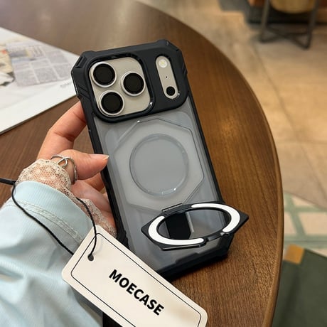 iPhone18ProMax/18Proケース 耐衝撃米軍MIL規格準拠  MagSafeリングスタンド 指紋防止 17Promax 17 カッコイイ[M6710]