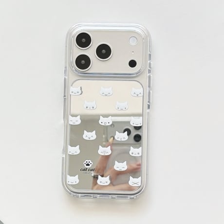 ネコちゃんミラー iPhone17Pro/17ケース 丈夫 iPhone16Pro/15Pro/14ケース シンプル シック [M6589]