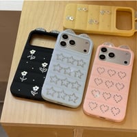 耳付き iPhone17/17Proケース ジュエリーデコ iPhone16Pro/15pro/14ProMaxケース 可愛い[M6609]