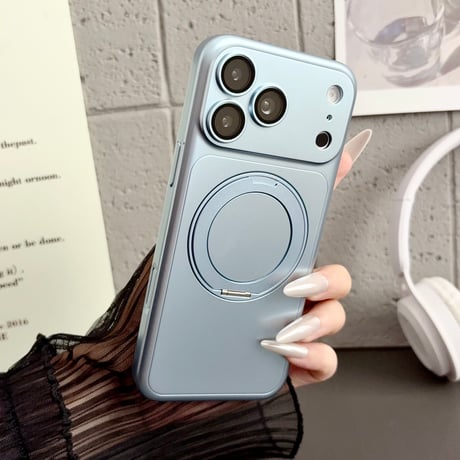 メタリック iPhone18Pro/17ProMaxケース MagSafe対応 3in1の多機能リングスタンド iPhone16Pro/15/14ケース マット加工[M6703]