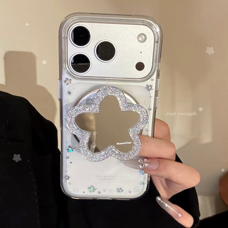 花ミラーグリップ iPhone17Pro/17ケース MagSafe対応 クリア iPhone16Pro/15ProMax/14ケース きれい 便利[M6560]