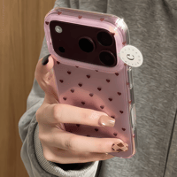 ミニハート柄 iPhone18Pro/17ケース 艶カラー iPhone16Pro/15/14カバー フチ高設計 大人可愛い レトロ[M6789]