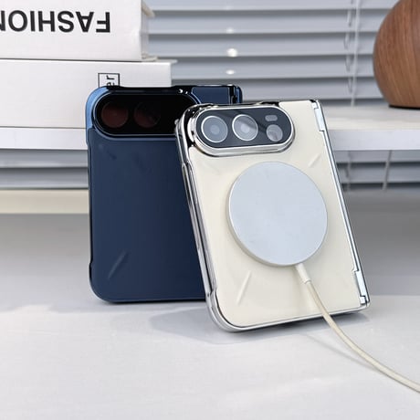 iPhone Duoケース 全面保護 360度回転スタンド カメラレンズ保護カバー付 高級レザー Magsafe対応 ヒンジ保護  メッキフレーム  [M6888]