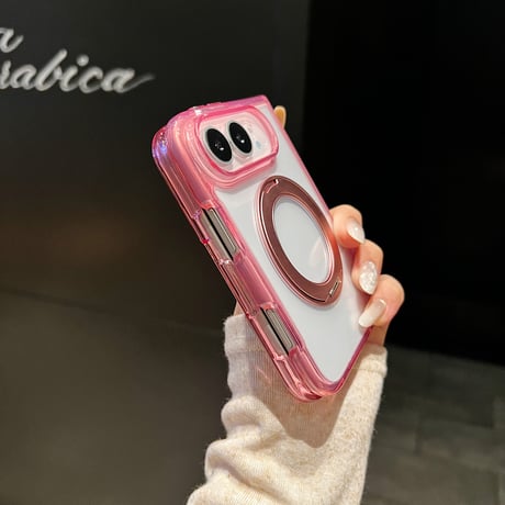 iPhone Duoケース MagSafe対応リングスタンド 高透明 クリアケース おしゃれ カラー 多機能 [M6759]