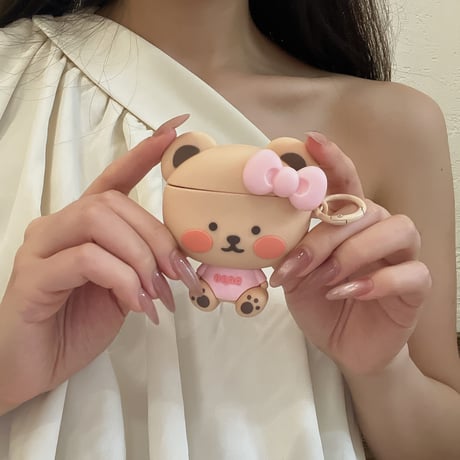 キュート熊さん Airpods Pro3ケース 充電口保護 Airpods 4/3カバー  AirpodsPro2/1  丈夫 プレゼントにおすすめ [M6647]