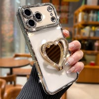 ハートミラースタンド付 iPhone17/17Proケース ジュエリーライン iPhone16/15Proケース 綺麗 オシャレ 人気品[M6593]